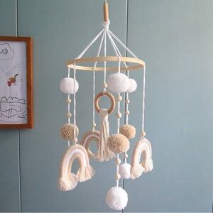 Boho Macrame Rainbow Neutral Crib Mobile